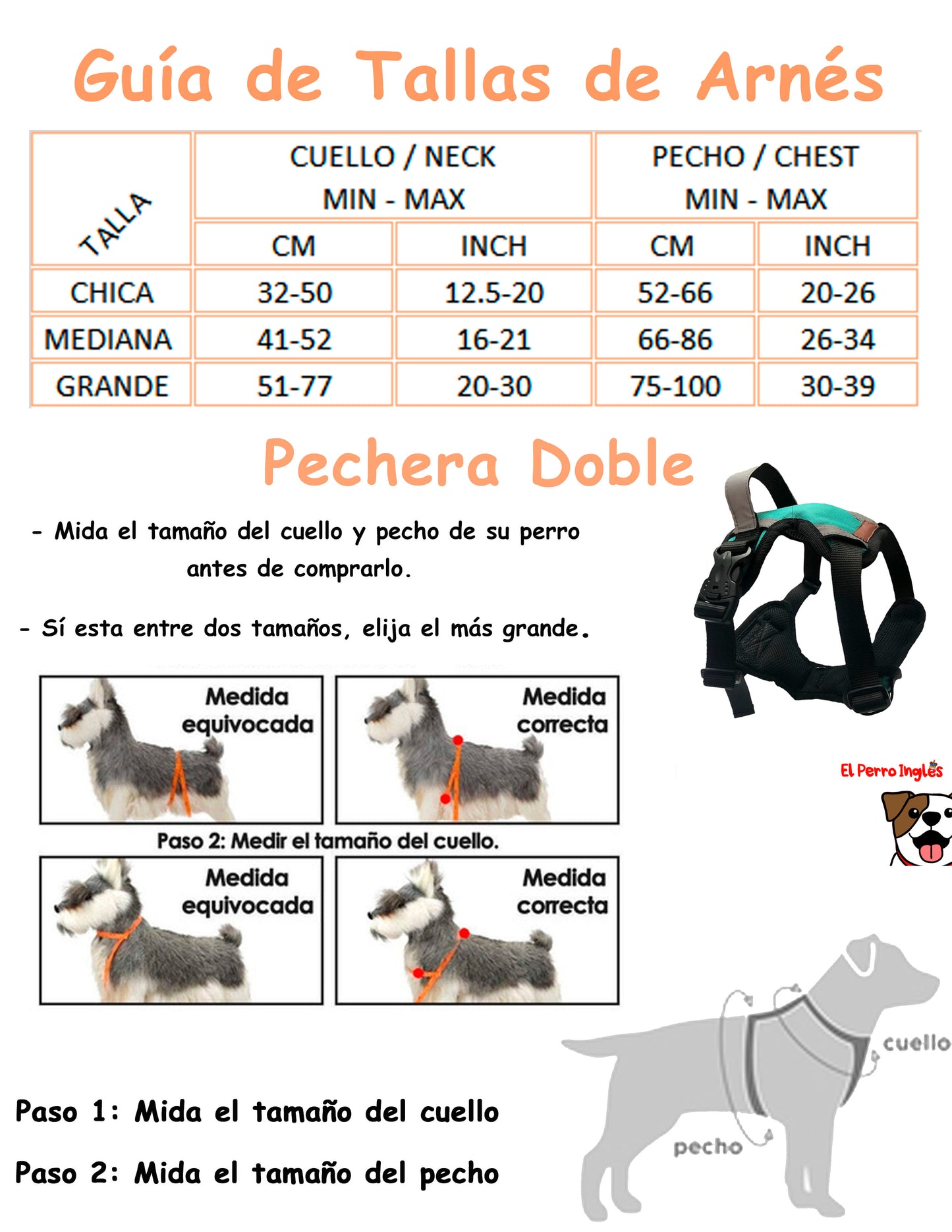 ARNÉS DOBLE AGARRADERA PERSONALIZABLE CON EL NOMBRE DE SU PERRO